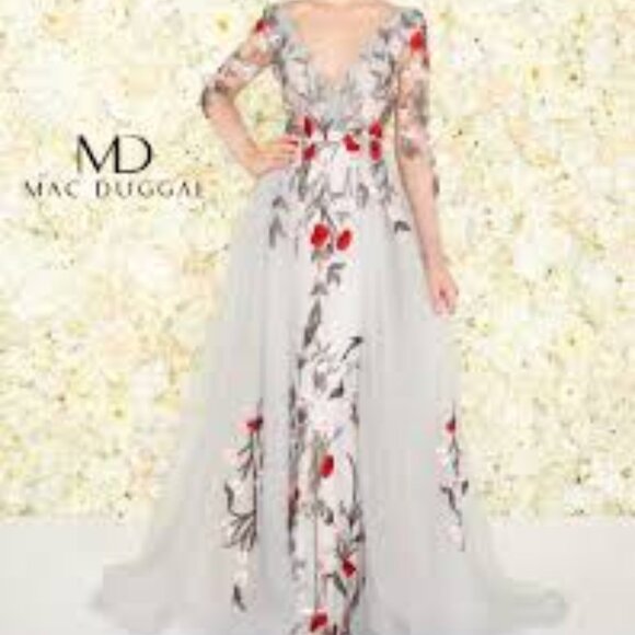 Mac Duggal Dresses & Skirts - Mac Duggal 20125D Floral Embroidered Evening Dress with Overskirt worn once